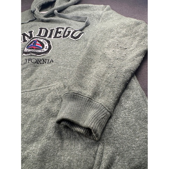 Blue Bay San Diego California Graphic Hoodie Sweatshirt Medium Green Pullover - Picture 4 of 9